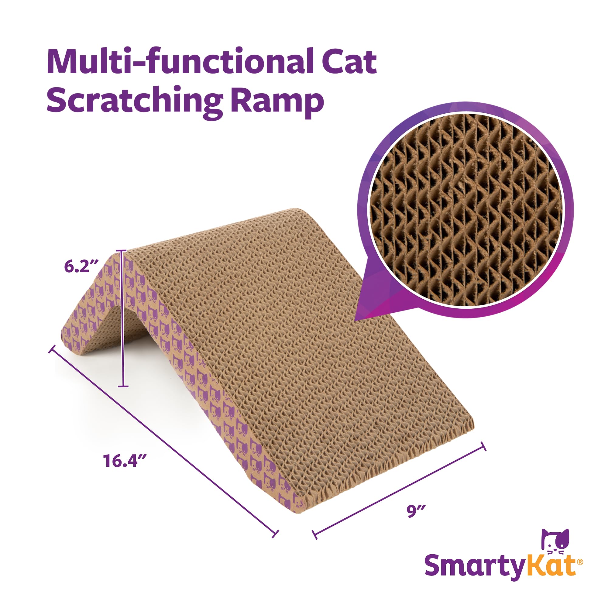 Smartykat Scratch Ladder, Angled Corrugated Cat Scratcher For Cats & Kittens, Features Catnip Infusion Technology, Recycled Mate